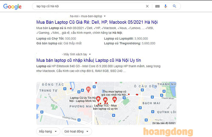 Kết quả tìm kiếm trên Google.com.vn